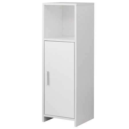 BASICWISE Wooden Home Tall Freestanding Bathroom Vanity linen Tower Organizer Cabinet, White QI004016.WT